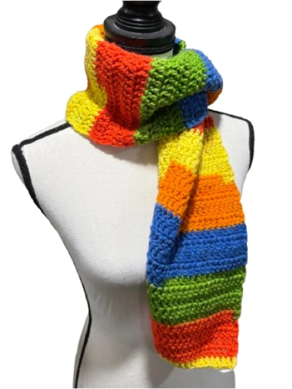 Handmade Rainbow Crochet scarf | Colorful Striped Winter scarf | Unisex